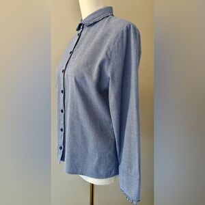 van Laack Germany Navy/White Button-Up Shirt w. Ruffled Edge.